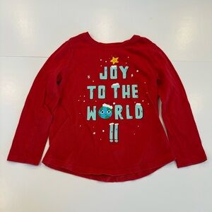 10/20$ Old Navy Toddler Red Long Sleeve “joy to the world” Tee size 5T